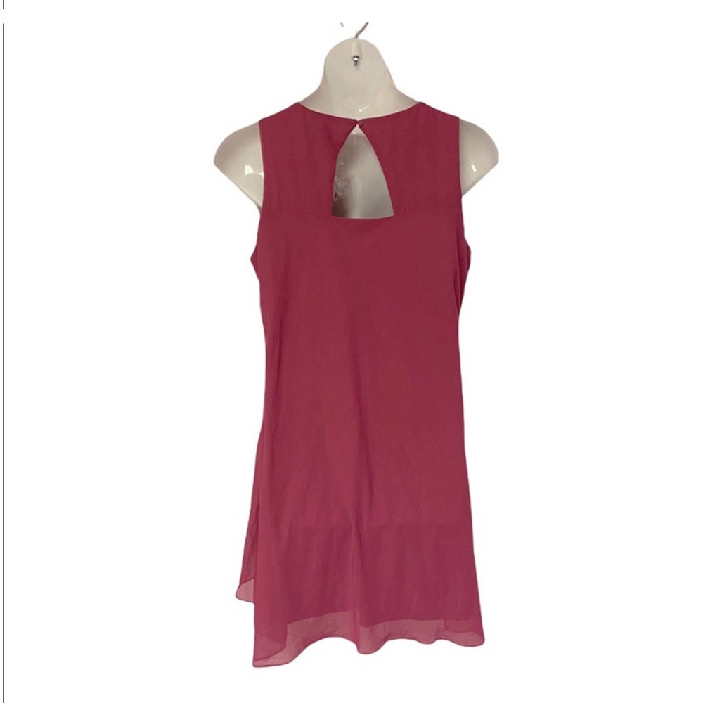 Midnight Velvet Georgette Shift Cocktail Party Guest Fuchsia Summer Beaded Dress - Picture 3 of 15